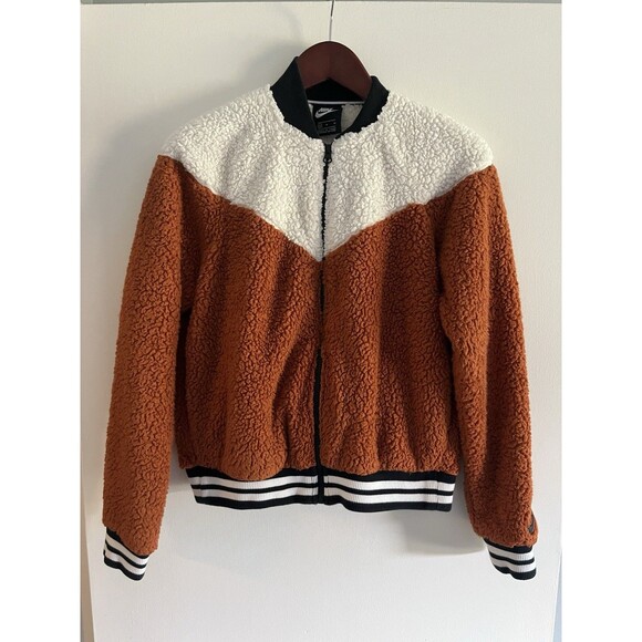 Nike Sportswear Women's Sherpa Fleece Bomber Jacket Sz Medium CJ5030-246 - Picture 1 of 11